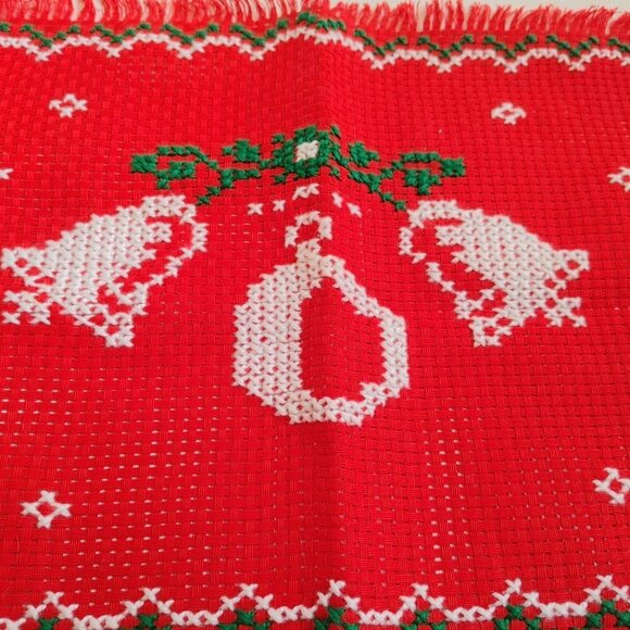 PRETTY SILVER BELLS Placemat Table Runner Hand Made Danish Aesthetic - Picture 5 of 5